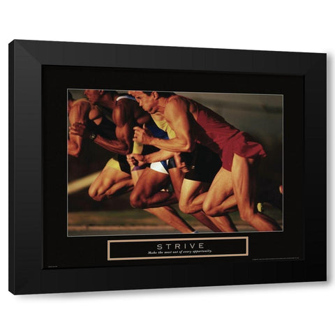 Strive - Track Race Black Modern Wood Framed Art Print with Double Matting by Frontline