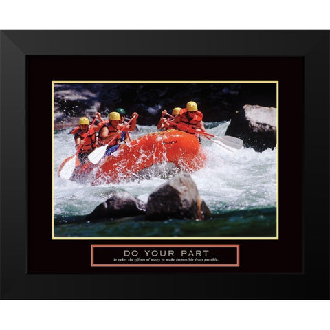 Do Your Part - Whitewater Rafting Black Modern Wood Framed Art Print by Frontline