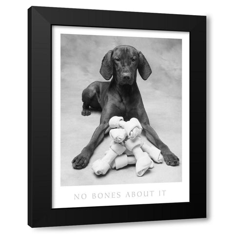 Dog and his Bone Black Modern Wood Framed Art Print by Frontline