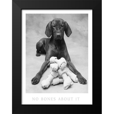 Dog and his Bone Black Modern Wood Framed Art Print by Frontline