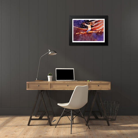 Olympic Gymnastics Black Modern Wood Framed Art Print by Frontline