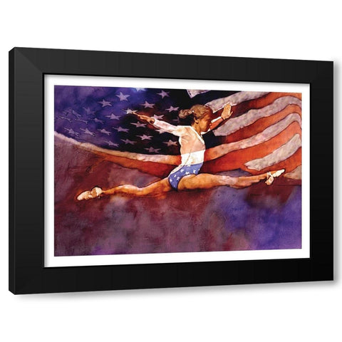 Olympic Gymnastics Black Modern Wood Framed Art Print with Double Matting by Frontline