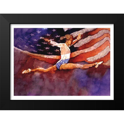 Olympic Gymnastics Black Modern Wood Framed Art Print by Frontline