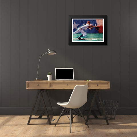 Olympic Baseball Black Modern Wood Framed Art Print by Frontline