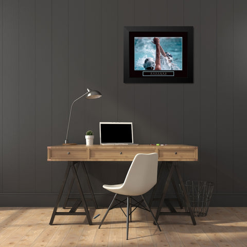 Success - Swimming Black Modern Wood Framed Art Print by Frontline