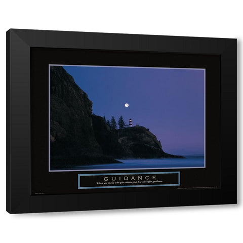 Guidance - Lighthouse Black Modern Wood Framed Art Print with Double Matting by Frontline
