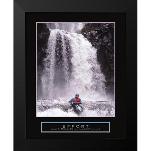 Effort - Waterfall/Kayaker Black Modern Wood Framed Art Print by Frontline