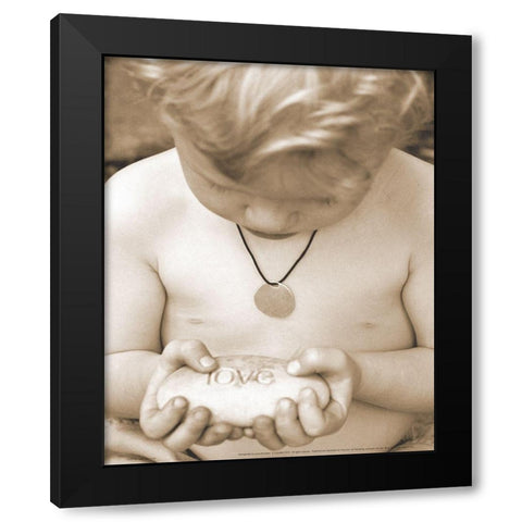 Love - Little Boy Black Modern Wood Framed Art Print by Frontline