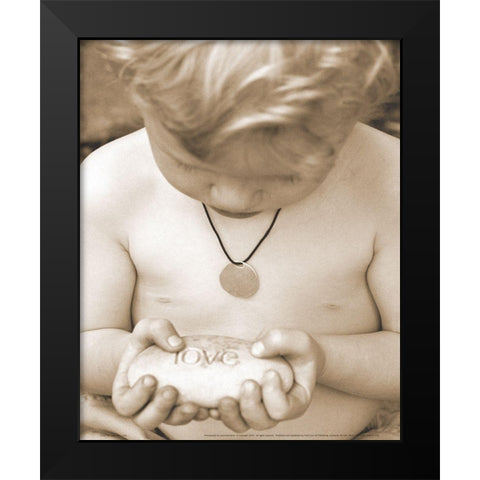 Love - Little Boy Black Modern Wood Framed Art Print by Frontline