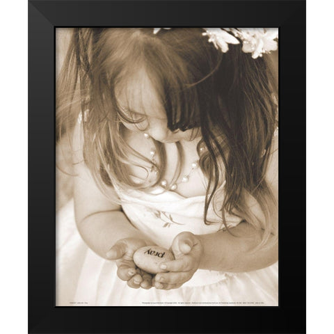 Pray - Little Girl Black Modern Wood Framed Art Print by Frontline