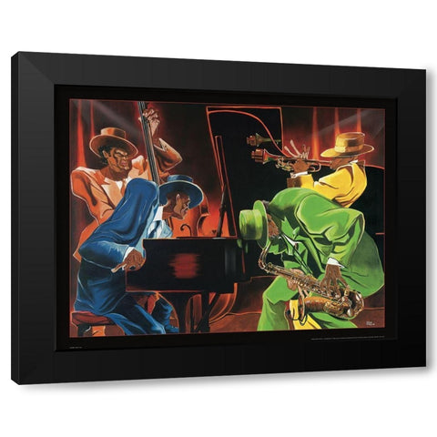 Jazz Quartet Black Modern Wood Framed Art Print by Frontline