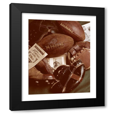 Football Memorabilia Black Modern Wood Framed Art Print with Double Matting by Frontline