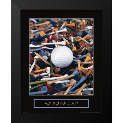 Character - Golf Tees Black Modern Wood Framed Art Print by Frontline
