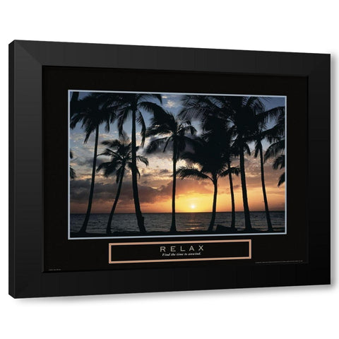 Relax - Palm Trees Black Modern Wood Framed Art Print by Frontline