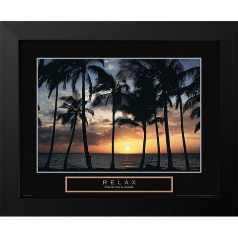 Relax - Palm Trees Black Modern Wood Framed Art Print by Frontline