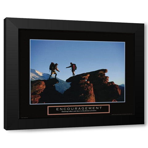 Encouragement - Rock Climbers Black Modern Wood Framed Art Print with Double Matting by Frontline