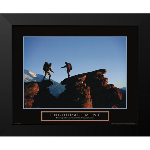 Encouragement - Rock Climbers Black Modern Wood Framed Art Print by Frontline