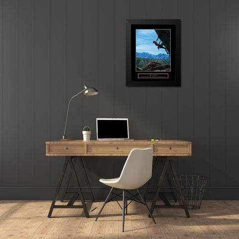 Risk - Climber Black Modern Wood Framed Art Print by Frontline