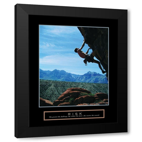 Risk - Climber Black Modern Wood Framed Art Print with Double Matting by Frontline