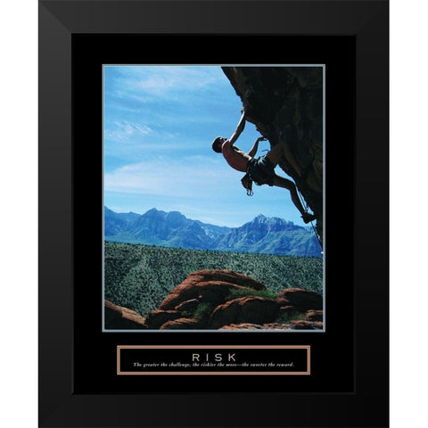 Risk - Climber Black Modern Wood Framed Art Print by Frontline