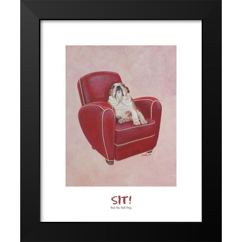 Bull Dog Sitting on Chair Black Modern Wood Framed Art Print by Frontline