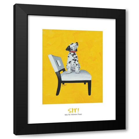 Dalmatian Sitting Black Modern Wood Framed Art Print with Double Matting by Frontline