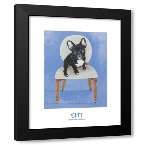 French Bull Dog Sitting Black Modern Wood Framed Art Print with Double Matting by Frontline