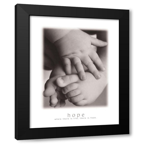 Hope - Infant Hands Black Modern Wood Framed Art Print by Frontline