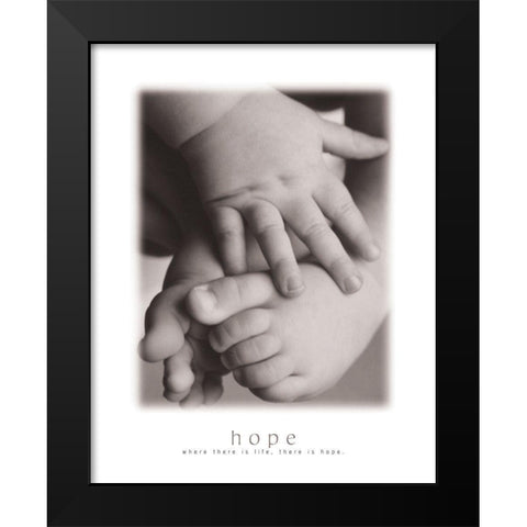 Hope - Infant Hands Black Modern Wood Framed Art Print by Frontline