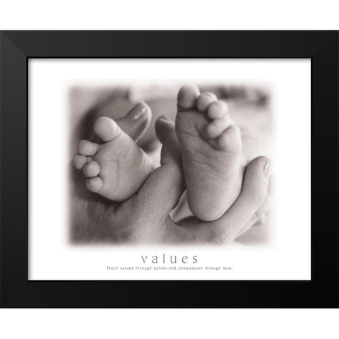 Values - Infant Feet Black Modern Wood Framed Art Print by Frontline