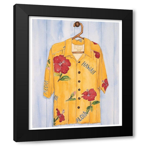 Flowers of Hawaii Shirt Black Modern Wood Framed Art Print with Double Matting by Frontline
