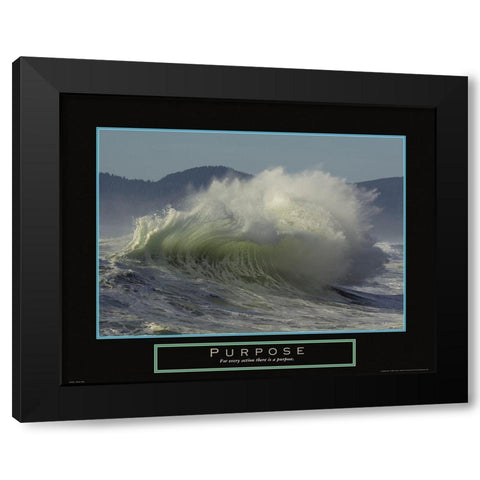 Purpose - Crashing Wave Black Modern Wood Framed Art Print by Frontline