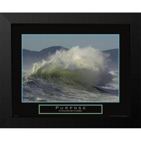 Purpose - Crashing Wave Black Modern Wood Framed Art Print by Frontline