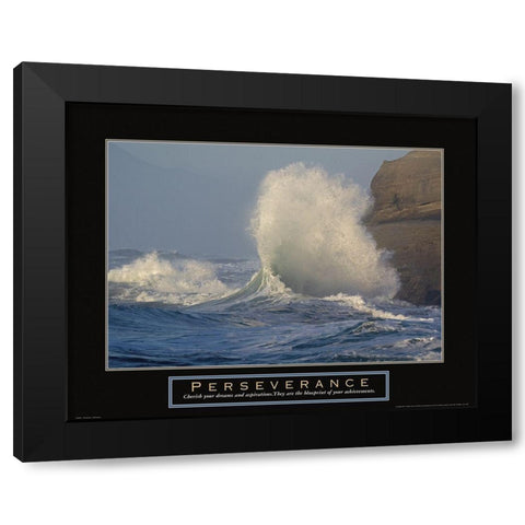 Perseverance - Crashing Wave Black Modern Wood Framed Art Print by Frontline