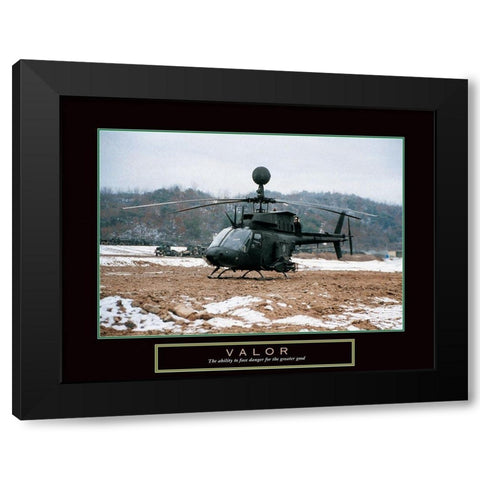 Valor - Helicopter Black Modern Wood Framed Art Print by Frontline