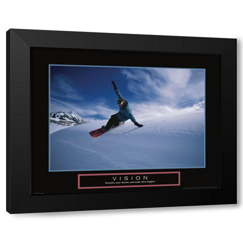 Vision - Snowboarder Black Modern Wood Framed Art Print with Double Matting by Frontline