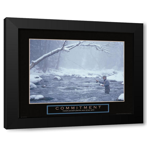 Commitment - Fisherman Black Modern Wood Framed Art Print with Double Matting by Frontline