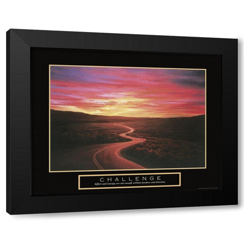 Challenge - Winding Road Black Modern Wood Framed Art Print with Double Matting by Frontline