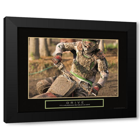 Drive - Motocross Black Modern Wood Framed Art Print by Frontline