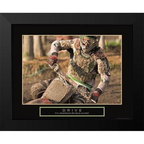 Drive - Motocross Black Modern Wood Framed Art Print by Frontline