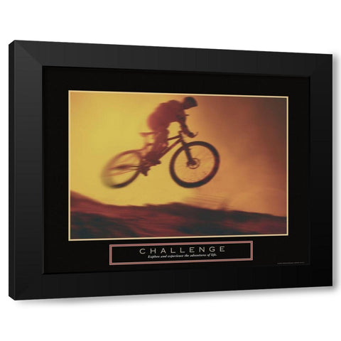 Challenge - Dirt Biker Black Modern Wood Framed Art Print with Double Matting by Frontline