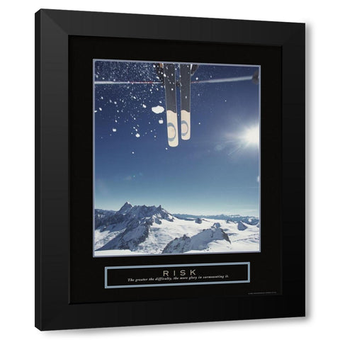 Risk - Ski Jump Black Modern Wood Framed Art Print by Frontline