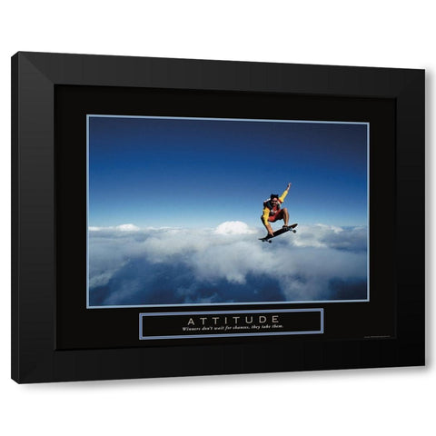 Attitude - Skateboarder Black Modern Wood Framed Art Print with Double Matting by Frontline