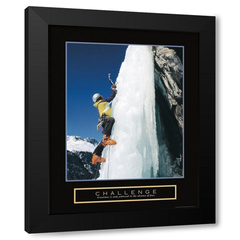 Challenge - Ice Climber Black Modern Wood Framed Art Print with Double Matting by Frontline