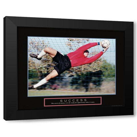 Success - Soccer Save Black Modern Wood Framed Art Print with Double Matting by Frontline