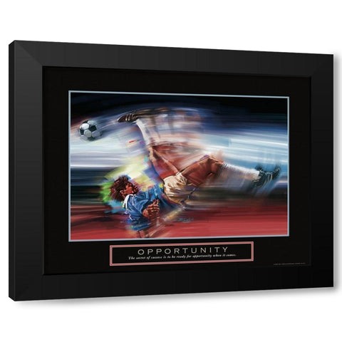 Opportunity - Soccer Shot Black Modern Wood Framed Art Print by Frontline