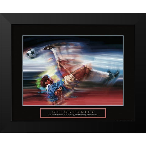 Opportunity - Soccer Shot Black Modern Wood Framed Art Print by Frontline