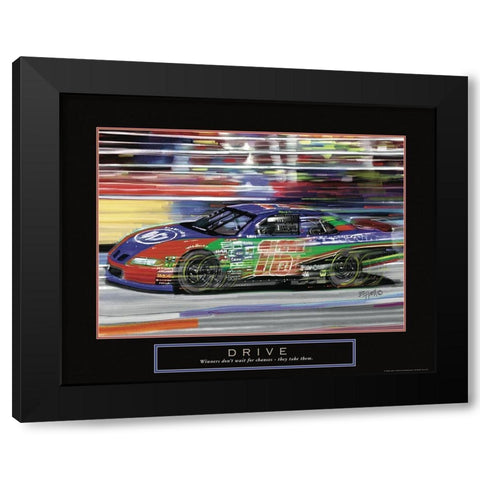 Drive - Race Car Black Modern Wood Framed Art Print with Double Matting by Frontline