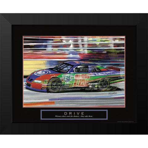 Drive - Race Car Black Modern Wood Framed Art Print by Frontline