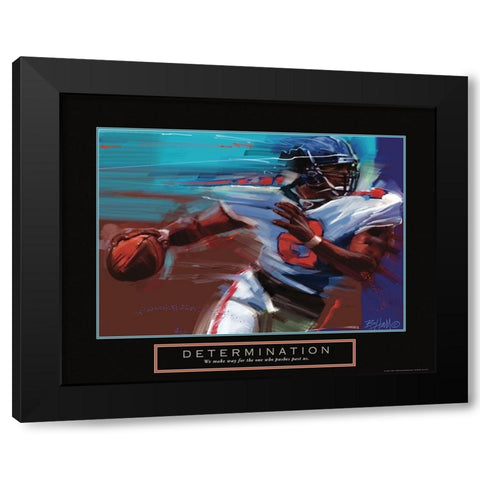 Determination - Football Black Modern Wood Framed Art Print by Frontline